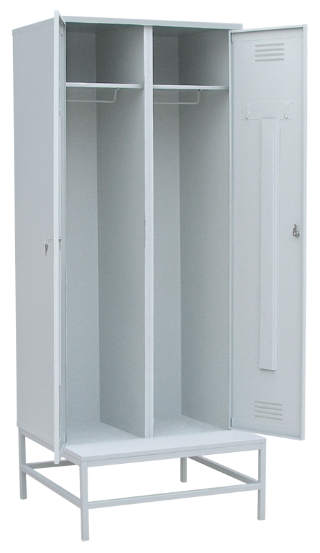 Шкаф для одежды на подставке с металлической скамьей