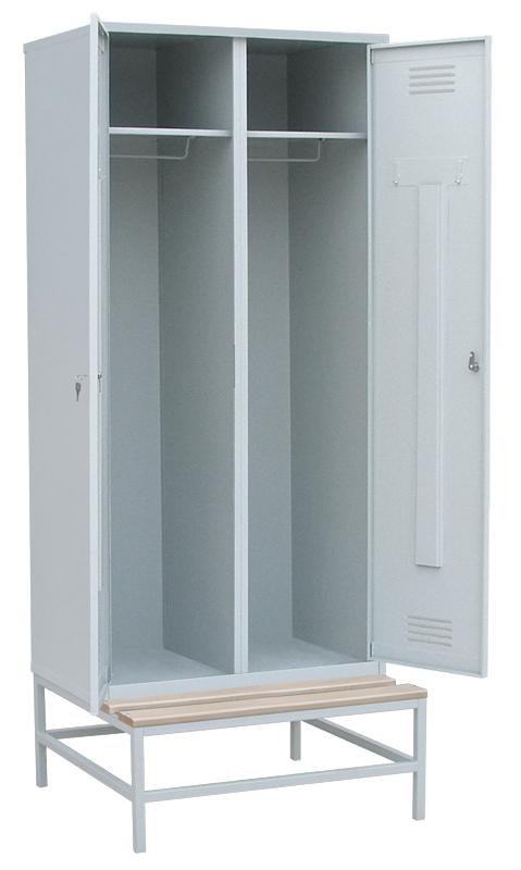 Шкаф для одежды на подставке с деревянной скамьей