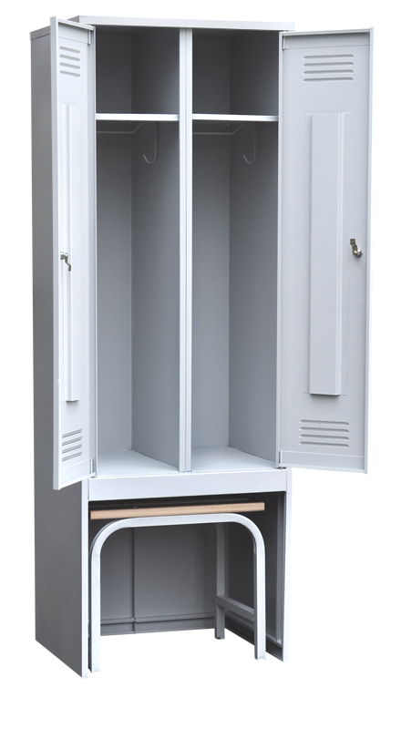 Шкаф для одежды двухстворчатый с задвижной скамьей (верх липа)
