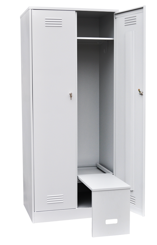 Шкаф для одежды двухстворчатый с откидной скамьей (верх металл)